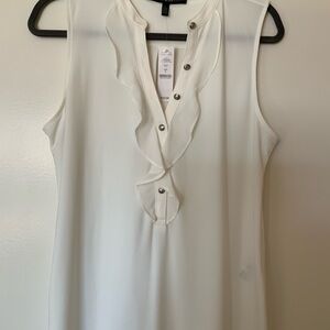 White House Black Market White Sleeveless Blouse